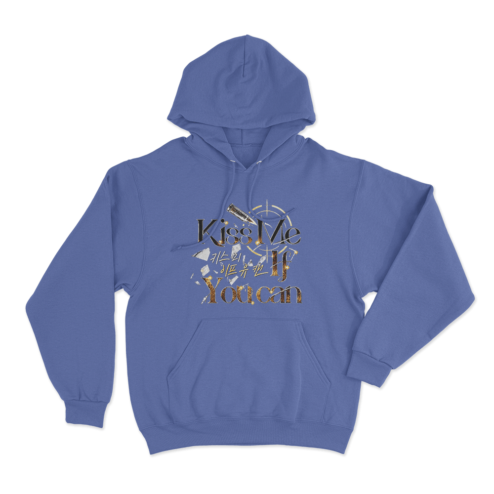 Kiss Me If You Can Golden Bullet Logo Unisex Hoodie Blue Kiss Me If You Can Golden Bullet Logo Unisex Hoodie Blue