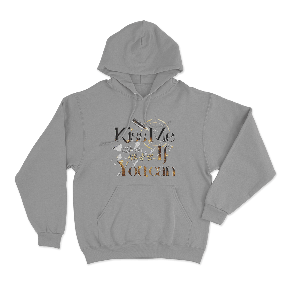 Kiss Me If You Can Golden Bullet Logo Unisex Hoodie Grey Kiss Me If You Can Golden Bullet Logo Unisex Hoodie Grey