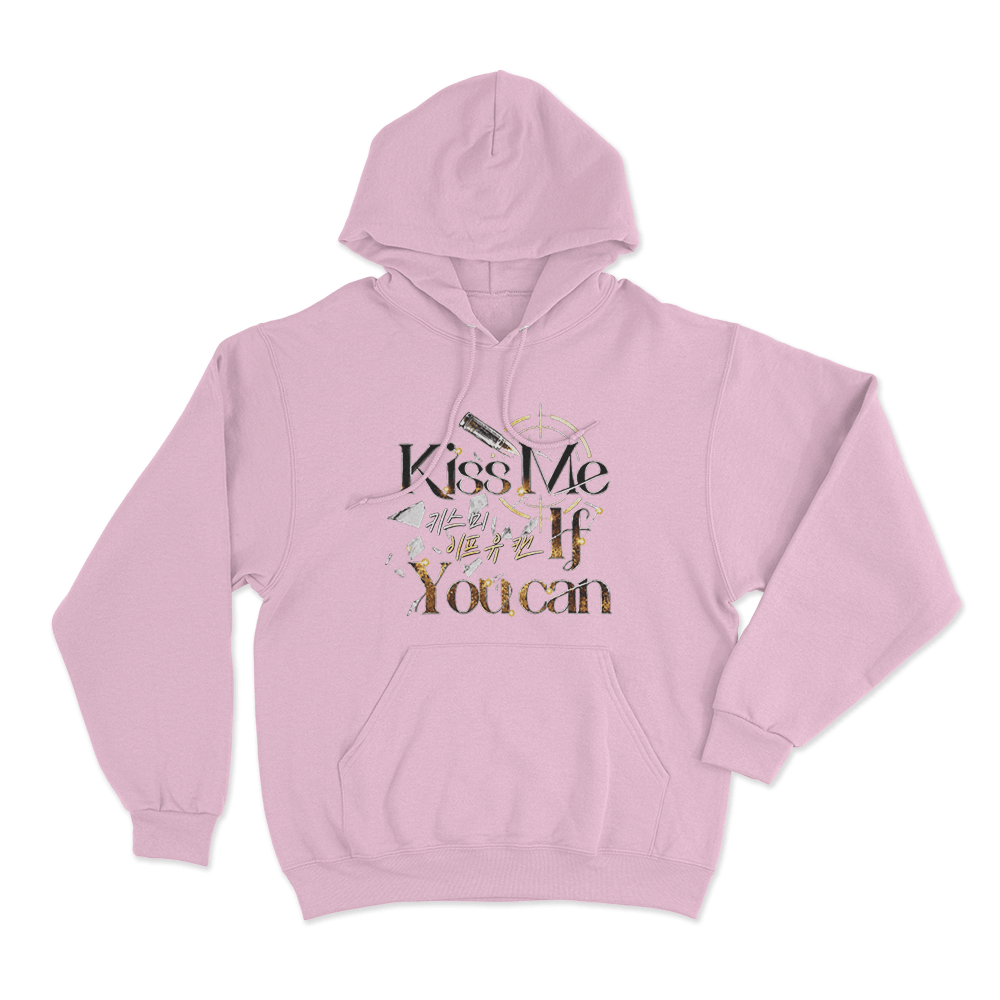 Kiss Me If You Can Golden Bullet Logo Unisex Hoodie Pink Kiss Me If You Can Golden Bullet Logo Unisex Hoodie Pink