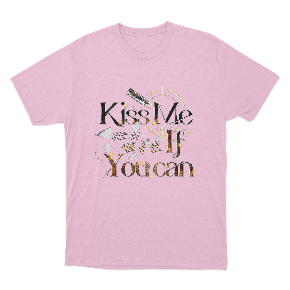 Kiss Me If You Can Golden Bullet Logo Unisex T Shirt Pink Kiss Me If You Can Golden Bullet Logo Unisex T Shirt Pink