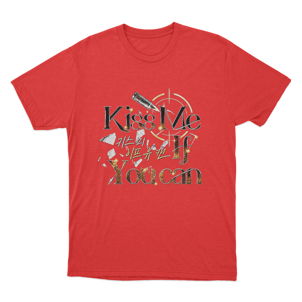Kiss Me If You Can Golden Bullet Logo Unisex T Shirt Red Kiss Me If You Can Golden Bullet Logo Unisex T Shirt Red