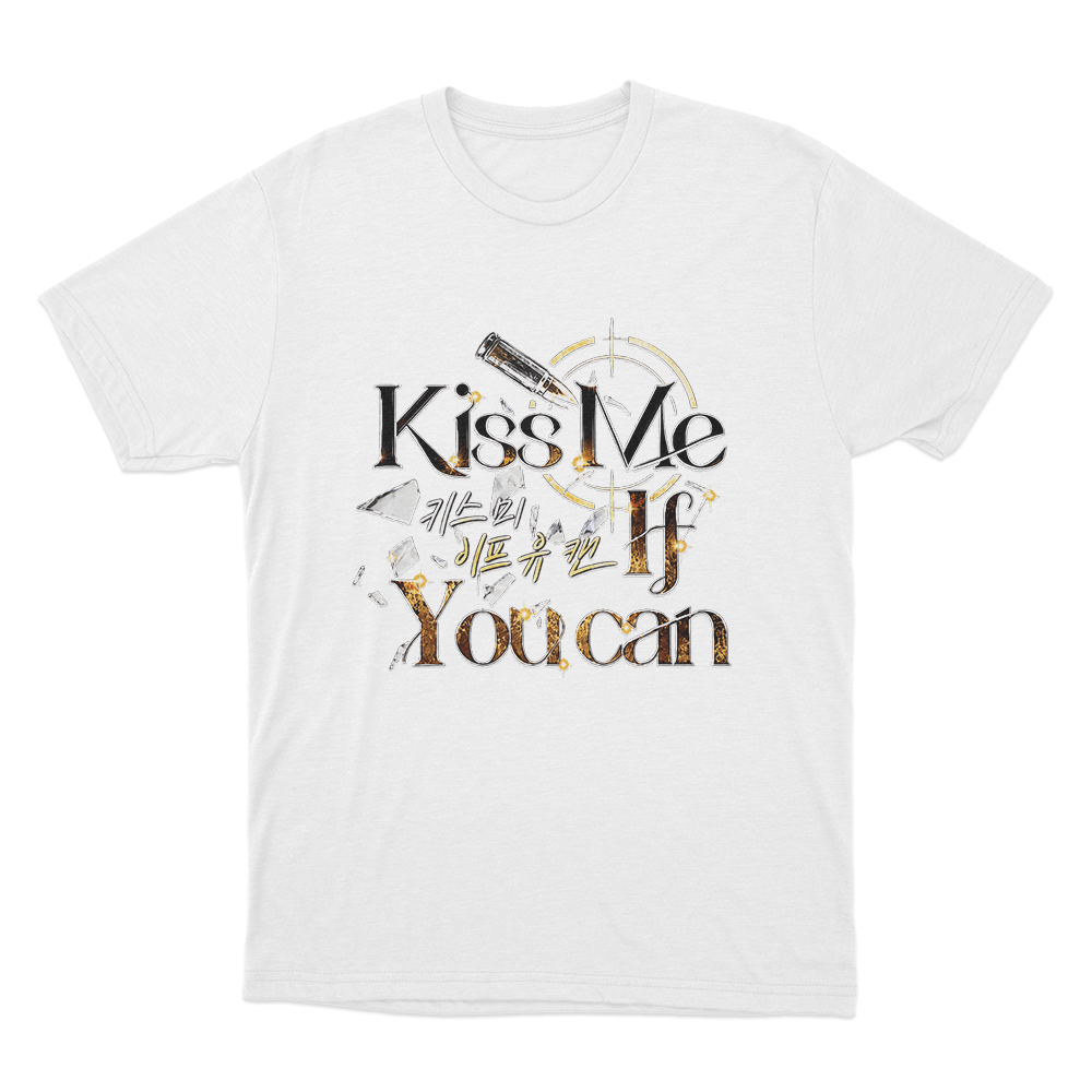Kiss Me If You Can Golden Bullet Logo Unisex T Shirt White Kiss Me If You Can Golden Bullet Logo Unisex T Shirt White