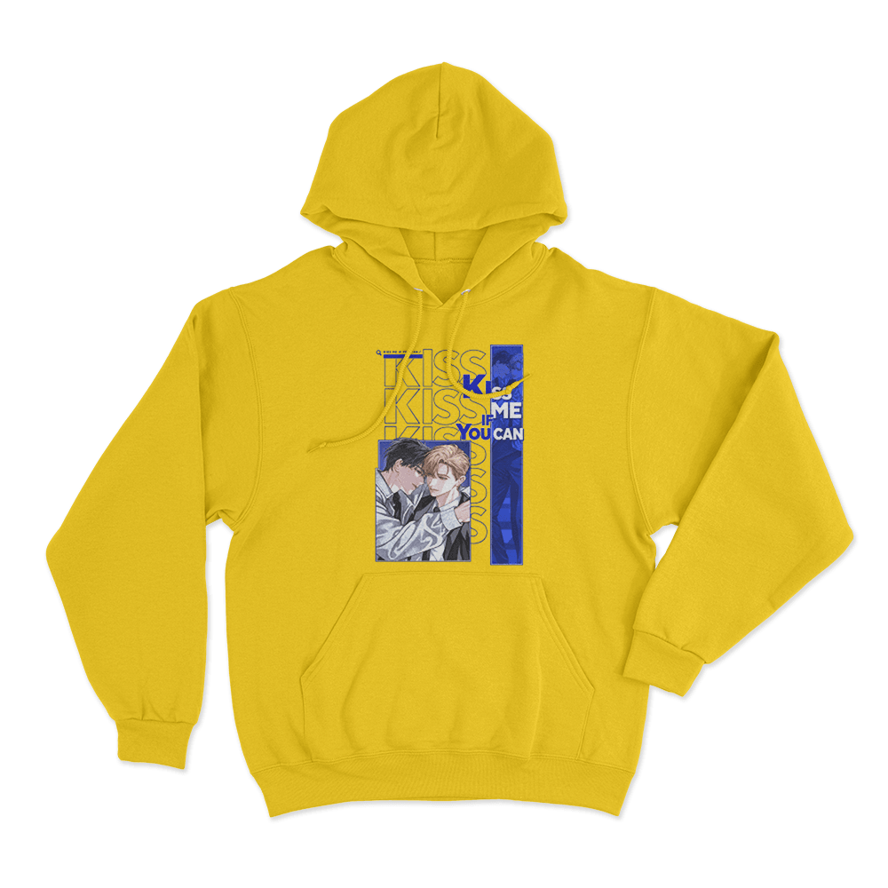 Kiss Me If You Can Intimate Couple Unisex Hoodie Yellow Kiss Me If You Can Intimate Couple Unisex Hoodie Yellow