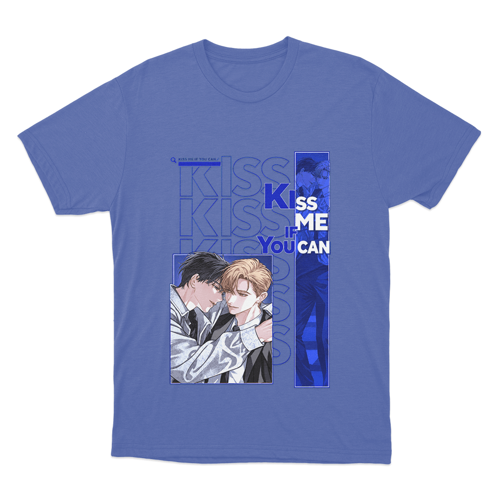 Kiss Me If You Can Intimate Couple Unisex T Shirt Blue Kiss Me If You Can Intimate Couple Unisex T Shirt Blue
