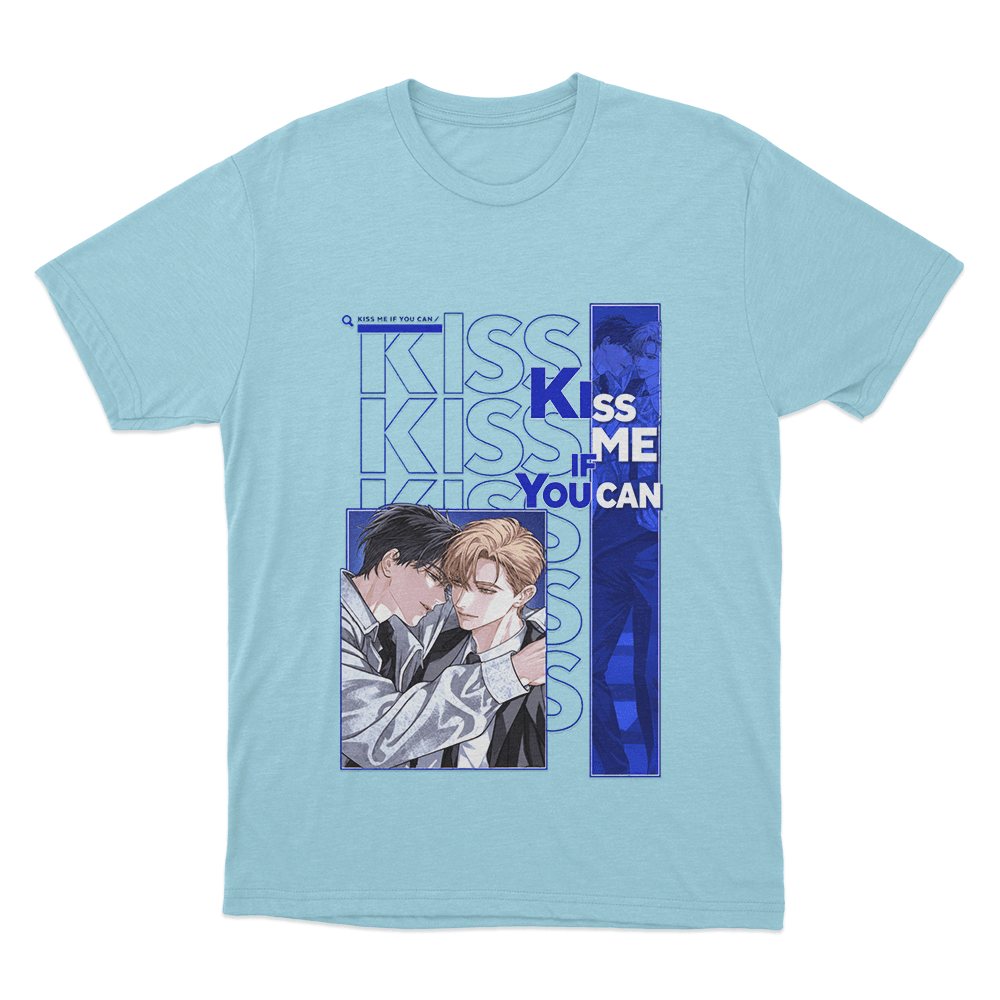 Kiss Me If You Can Intimate Couple Unisex T Shirt Sky Blue Kiss Me If You Can Intimate Couple Unisex T Shirt Sky Blue