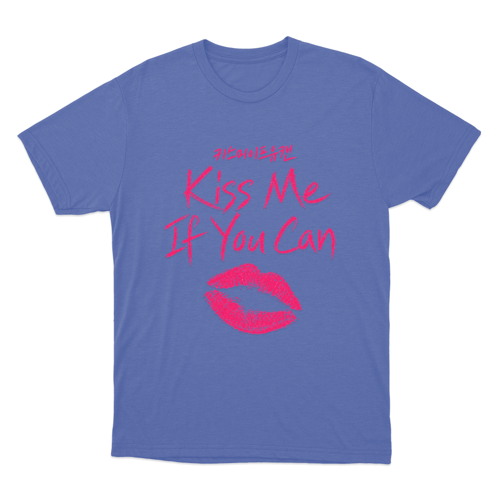 Kiss Me If You Can Lips Unisex T Shirt Blue Kiss Me If You Can Lips Unisex T Shirt Blue