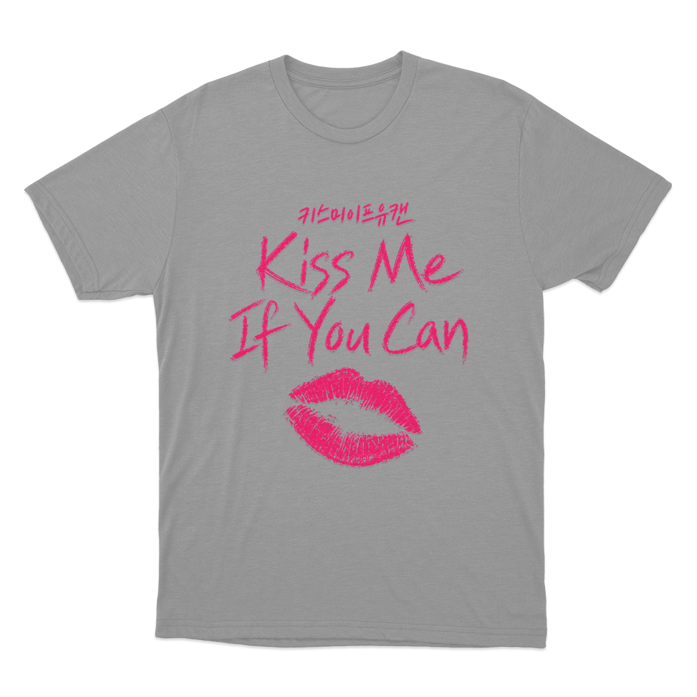 Kiss Me If You Can Lips Unisex T Shirt Grey Kiss Me If You Can Lips Unisex T Shirt Grey