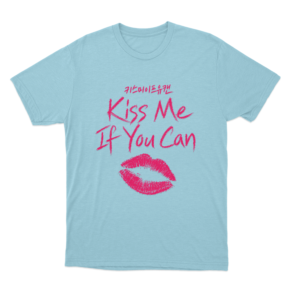 Kiss Me If You Can Lips Unisex T Shirt Sky Blue Kiss Me If You Can Lips Unisex T Shirt Sky Blue