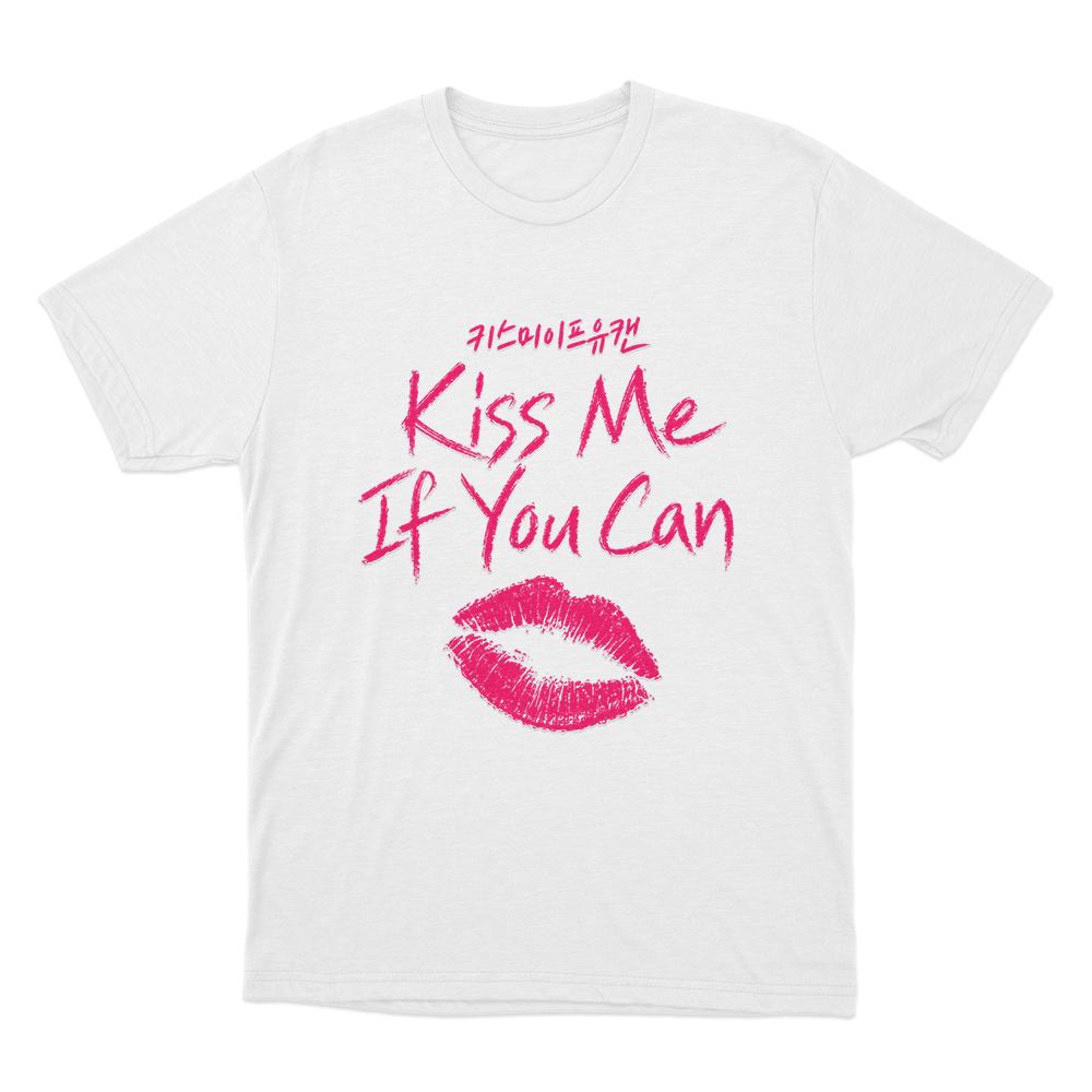 Kiss Me If You Can Lips Unisex T Shirt White Kiss Me If You Can Lips Unisex T Shirt White