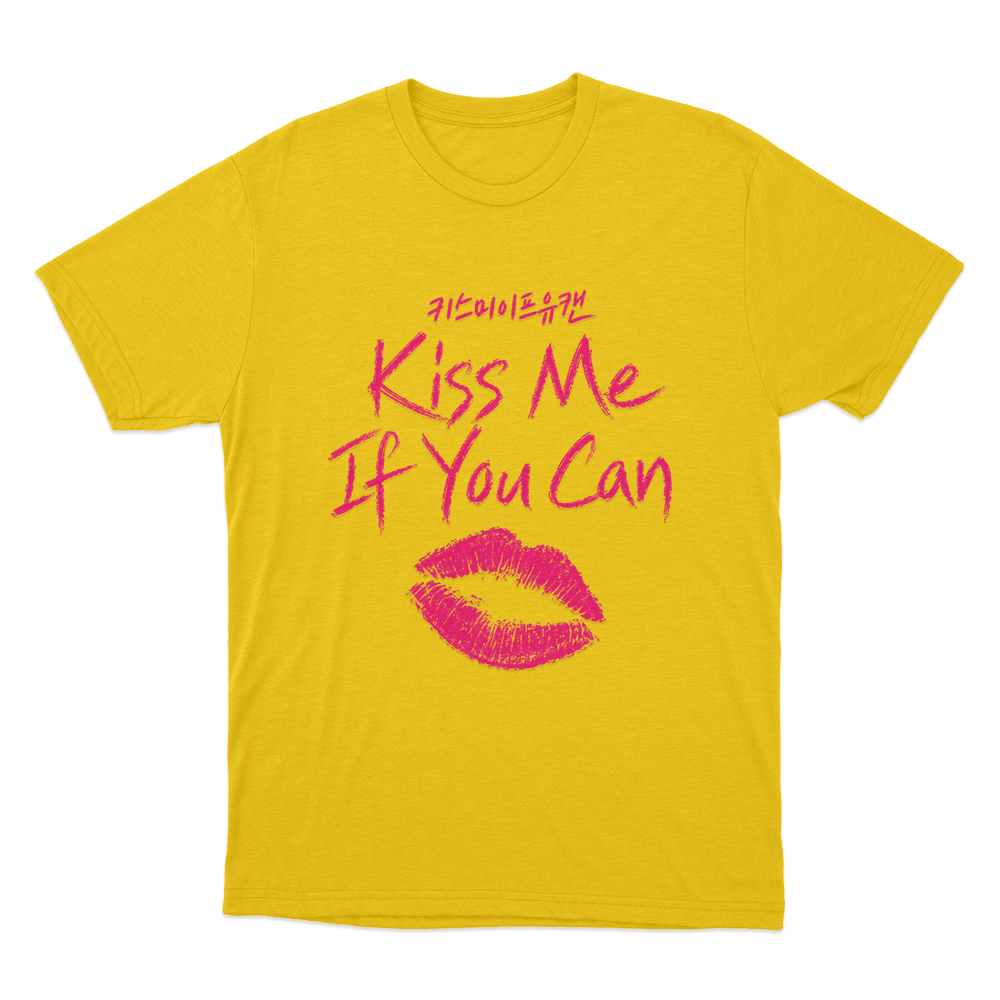 Kiss Me If You Can Lips Unisex T Shirt Yellow Kiss Me If You Can Lips Unisex T Shirt Yellow